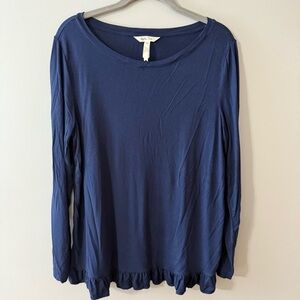 Matilda Jane Blue Long Sleeve Relaxed Blouse 95% Rayon 5% Spandex